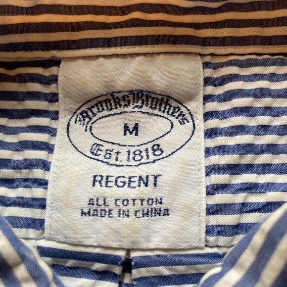 Brooks Brothers Seersucker Button Down Long Sleeve Shirt Mens Size Medium EUC - Picture 3 of 6